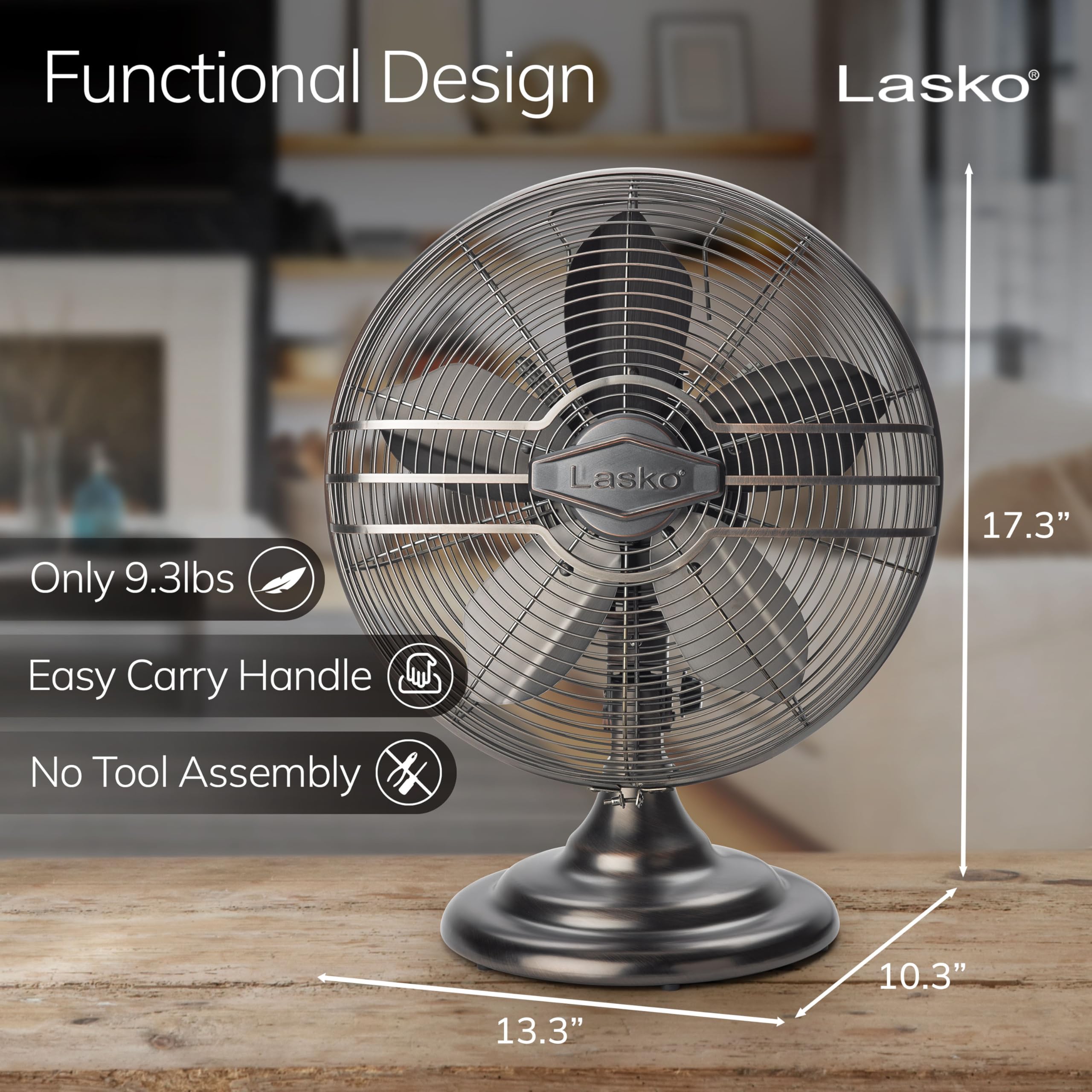 Lasko Oscillating Table Top Fan - Quiet, Versatile Cooling